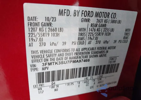 2023 Ford Mustang Mach-E Premium from USA, damaged, VIN 3FMTK3SU7PMA97466